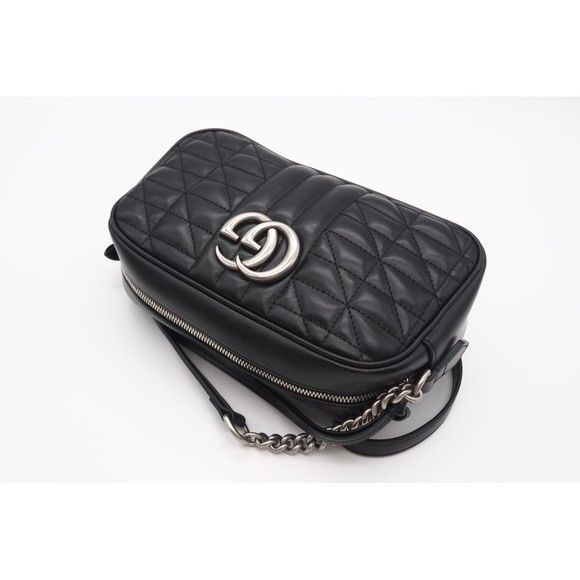 Gucci Bag Black Small Marmont Shoulder GG Quilted - Picture 1 of 13